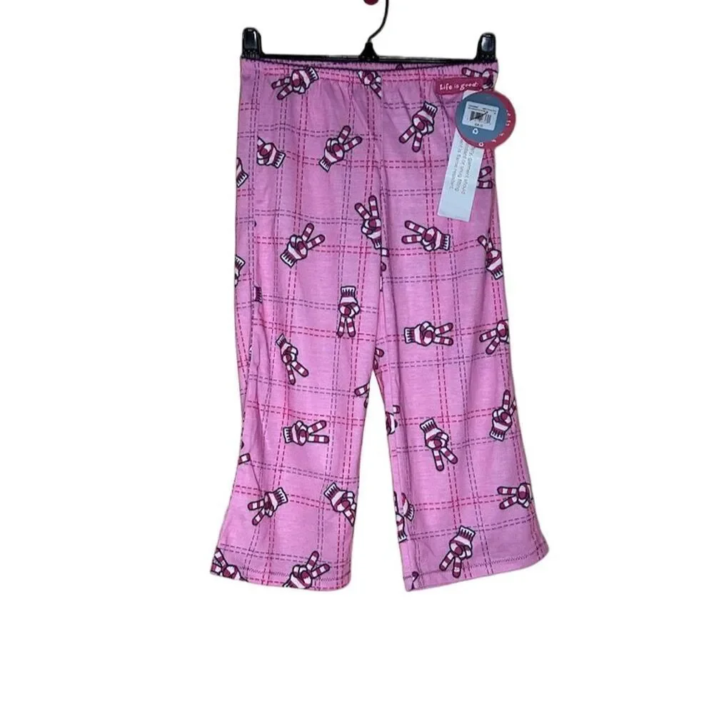 Life Is Good Girls Pink Peace Sign Pajama Pants Size XS 4T NWT - Picture 1 of 3